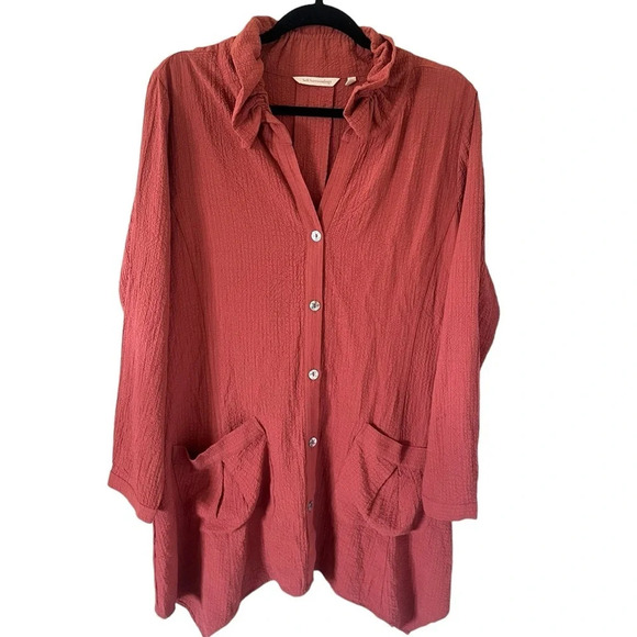 Soft Surroundings Gauze Terracota Longline Top - Picture 7 of 9